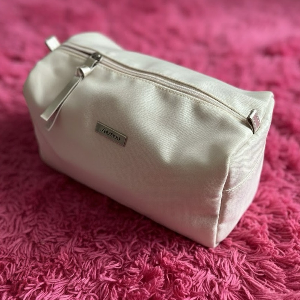 SHISEIDO COSMETICS BAG BEIGE AND GOLD NEW LARGE